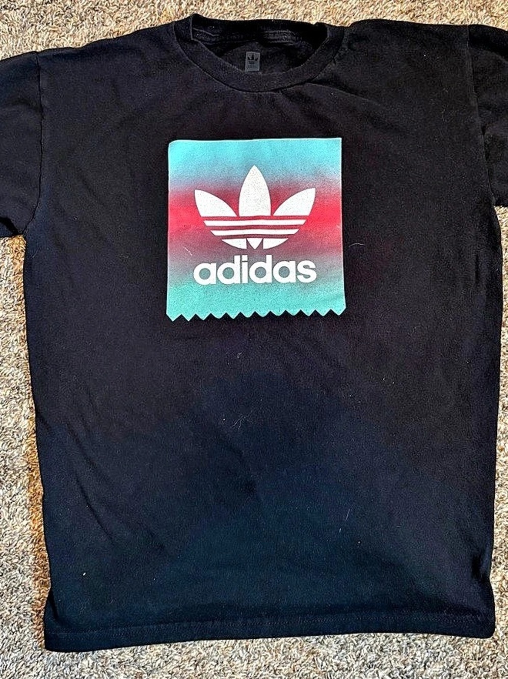 adidas Spray Trefoil Logo T-Shirt Graphic Tee Black